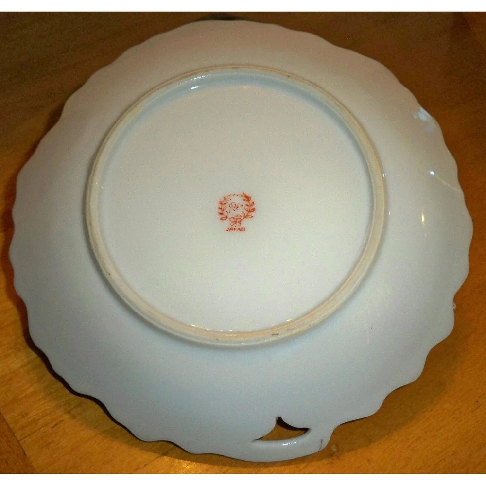 Vintage Leaf Shaped Collector/Candy Plate/Dish Japan Floral Gold‎ Trim